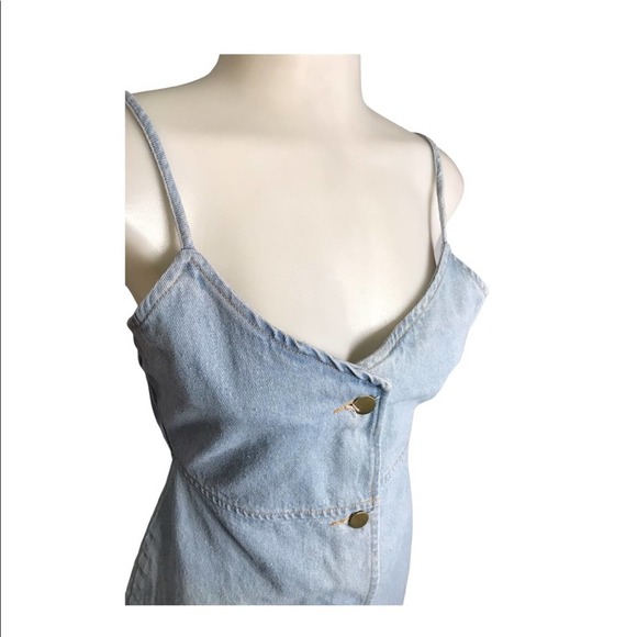Nasty Gal | Spaghetti Strap Button Down Denim Mini Dress Jean Dress - Picture 4 of 9